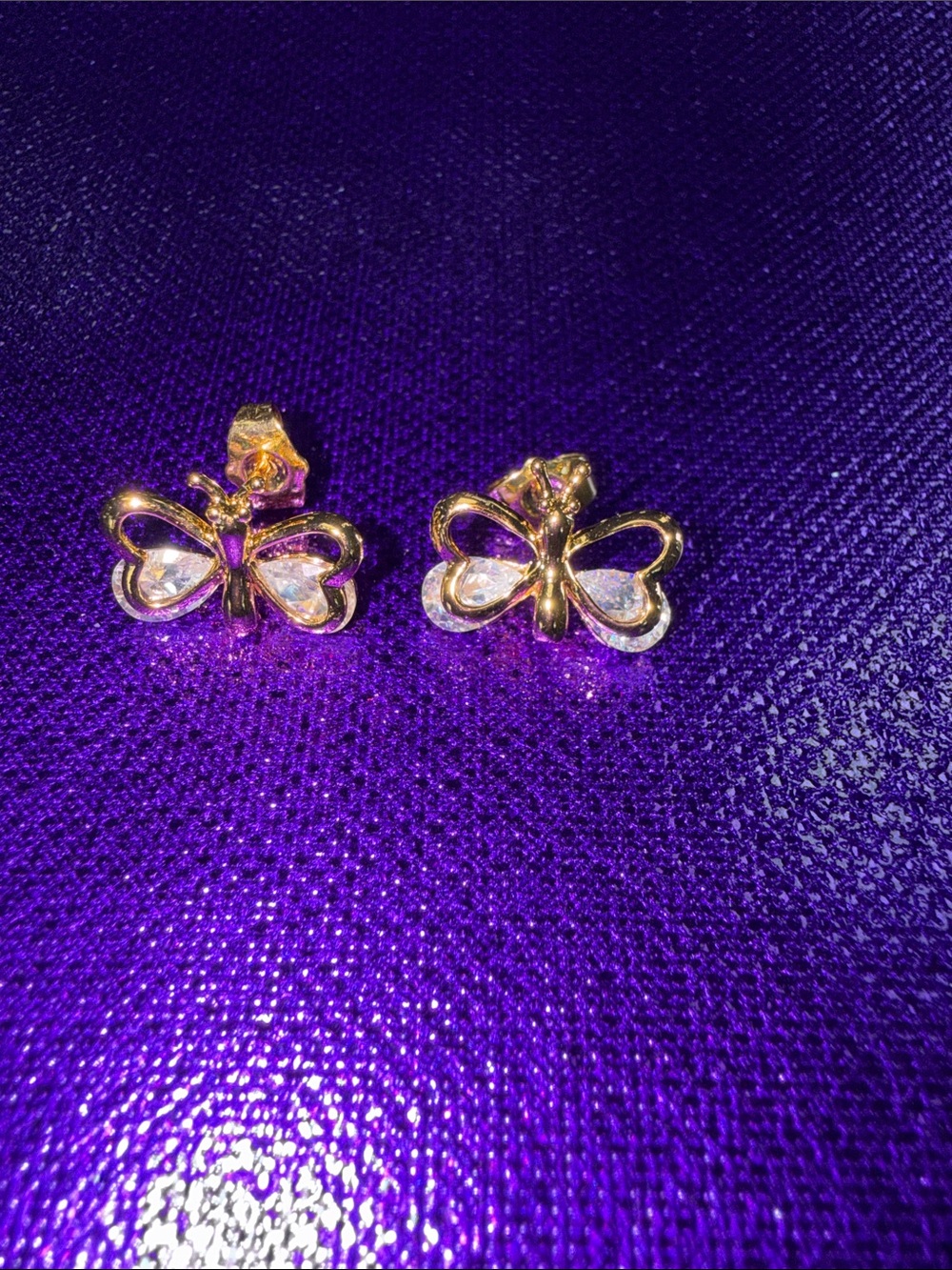 Gold Butterfly Crystal Stud Earrings - Women Jewelry